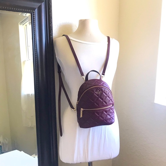 Kate Spade Mini Natalia Quilted Leather Convertible Backpack 🎈 Cherrywood $339 - Picture 3 of 16
